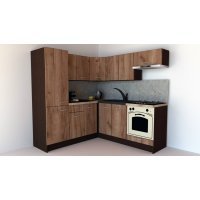 Bucatarie de Colt GENA NEW 9 ST. 190-200, Cu Corp de Cuptor, Wenge / Decor K004